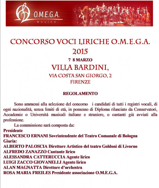 CONCORSO VOCI LIRICHE OMEGA 2015