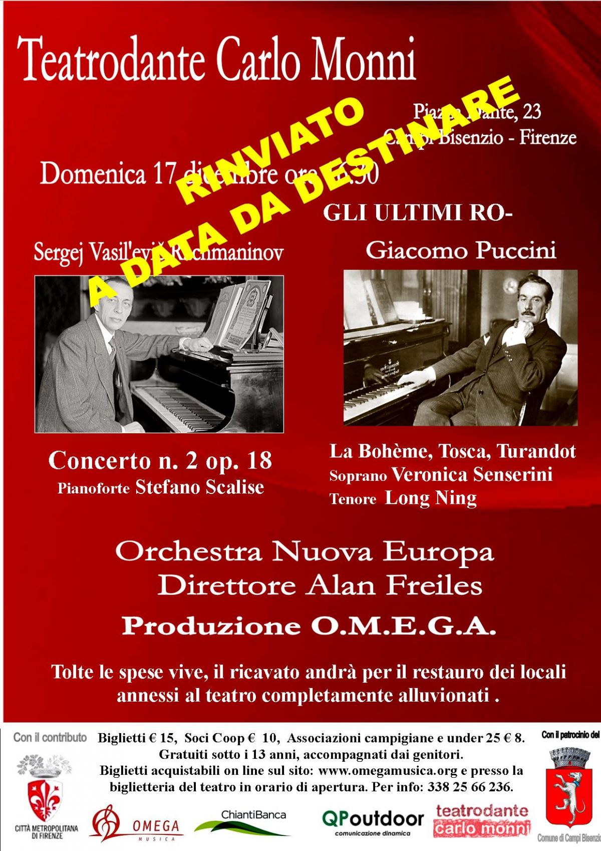 RINVIATO A DATA DA DESTINARE RACHMANINOV E PUCCINI GLI ULTIMI ROMANTICI