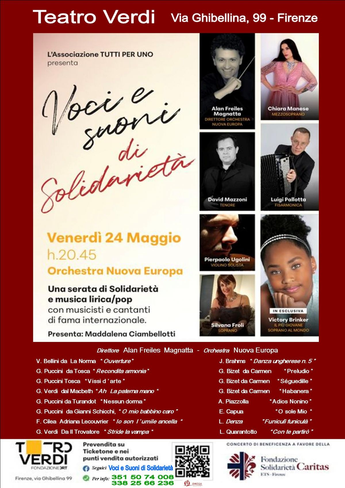 TEATRO VERDI FIRENZE EVENTO DI BENEFICENZA PER LA CARITAS